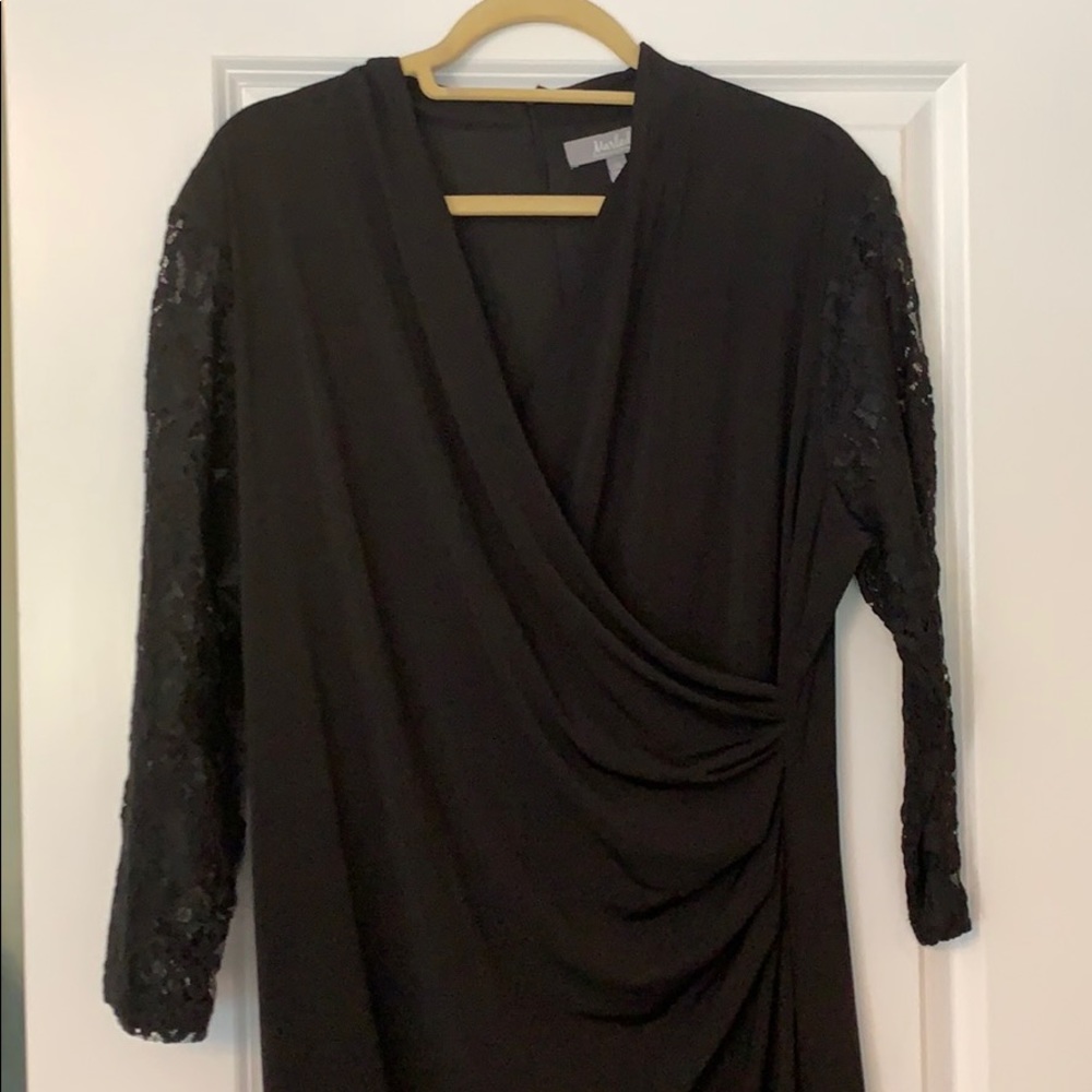 Wrap dress with lace sleeves